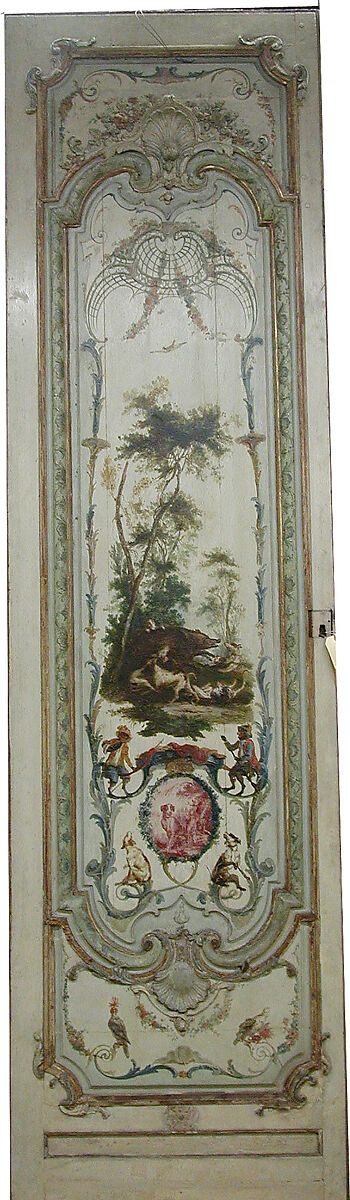 Door panel, Manner of Christophe Hüet (French, Pontoise 1700–1759 Paris), Oak, painted and gilded, French