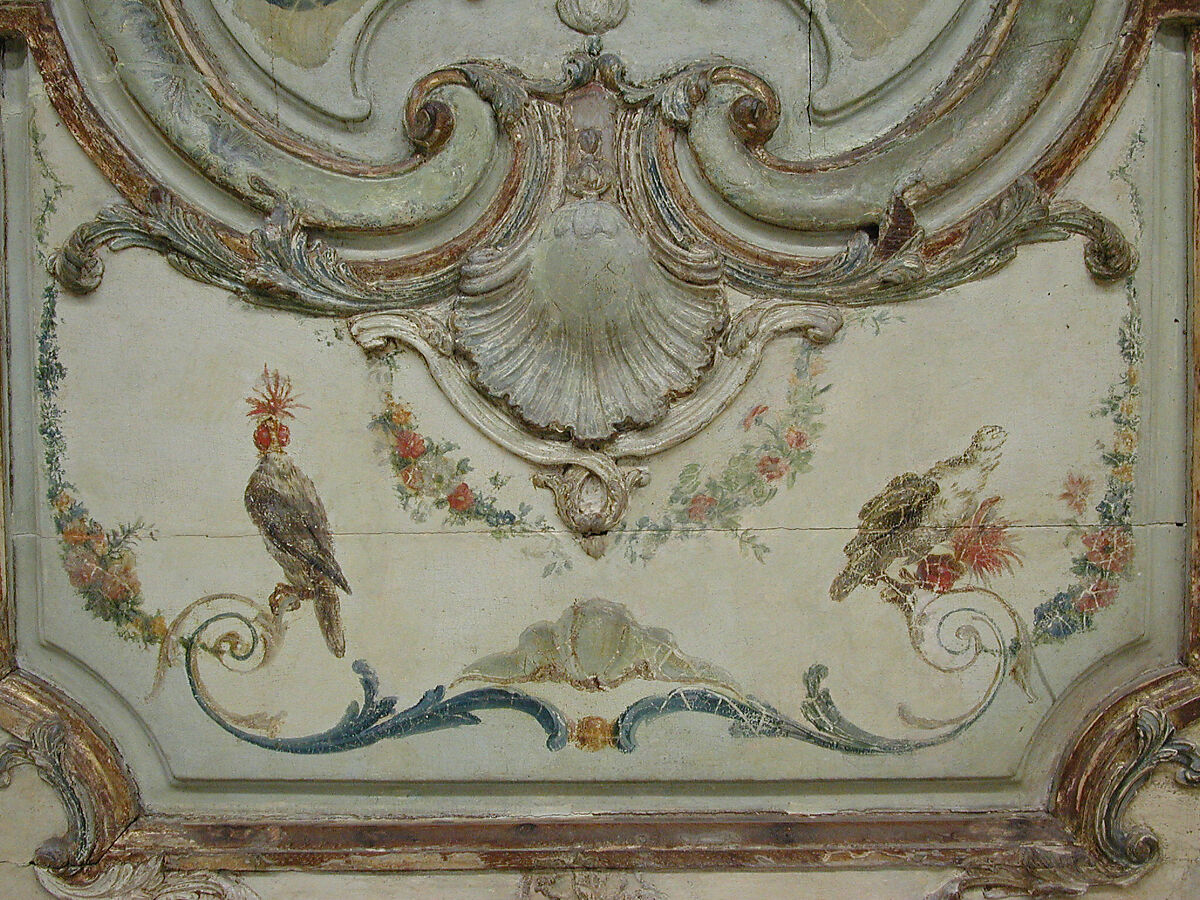 Door panel, Manner of Christophe Hüet (French, Pontoise 1700–1759 Paris), Oak, painted and gilded, French