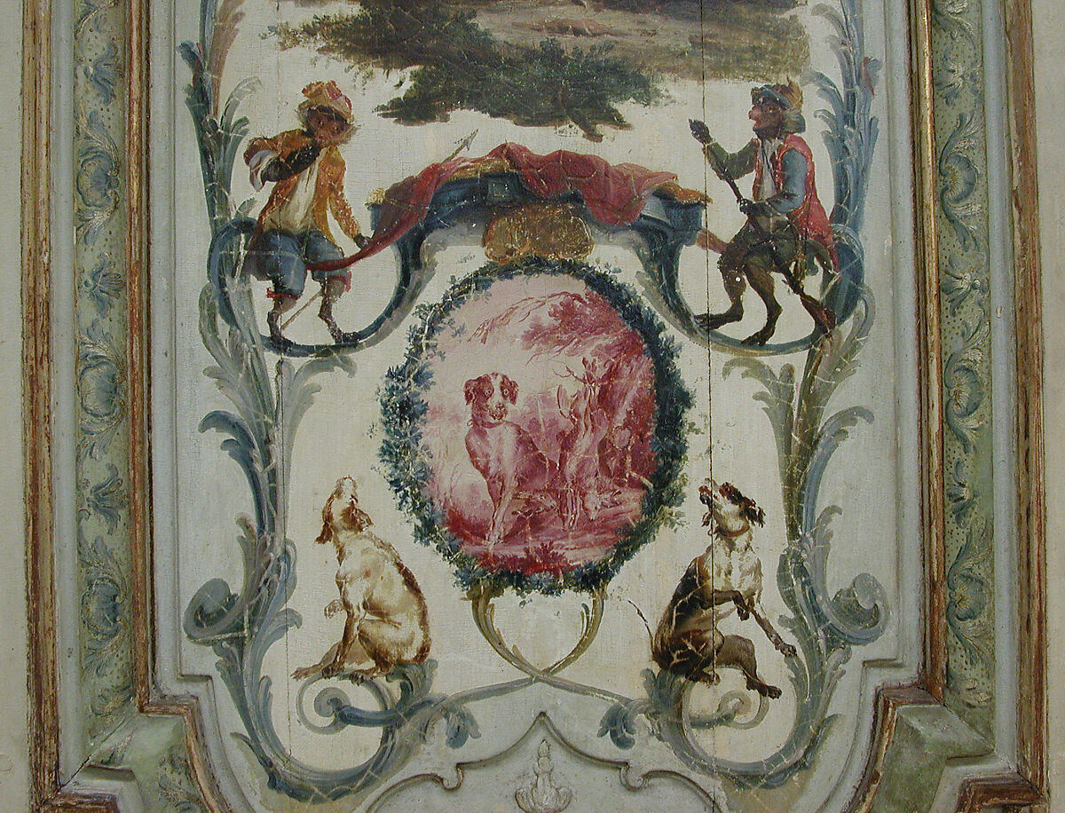 Door panel, Manner of Christophe Hüet (French, Pontoise 1700–1759 Paris), Oak, painted and gilded, French