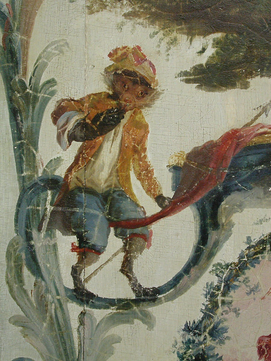 Door panel, Manner of Christophe Hüet (French, Pontoise 1700–1759 Paris), Oak, painted and gilded, French