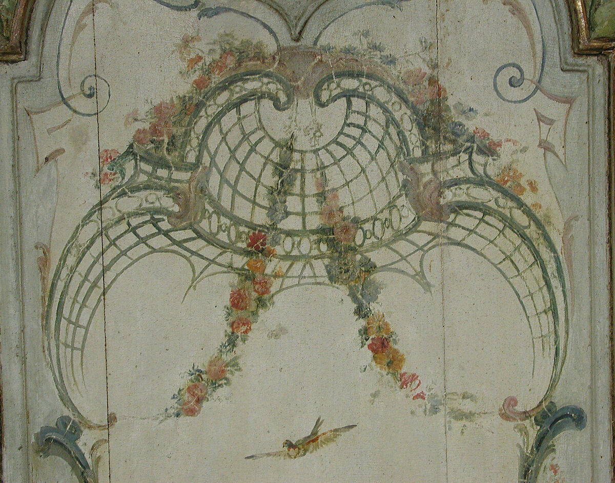 Door panel, Manner of Christophe Hüet (French, Pontoise 1700–1759 Paris), Oak, painted and gilded, French