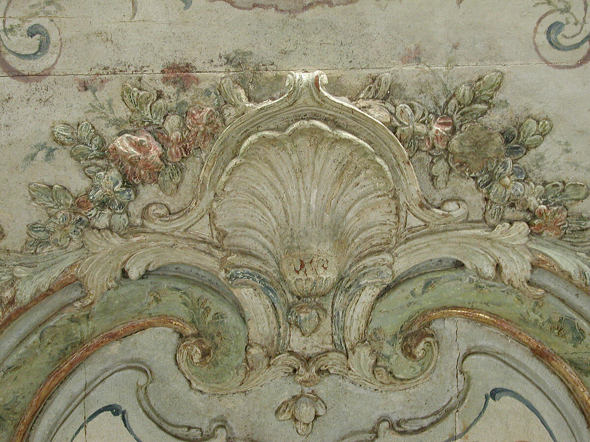 Door panel, Manner of Christophe Hüet (French, Pontoise 1700–1759 Paris), Oak, painted and gilded, French