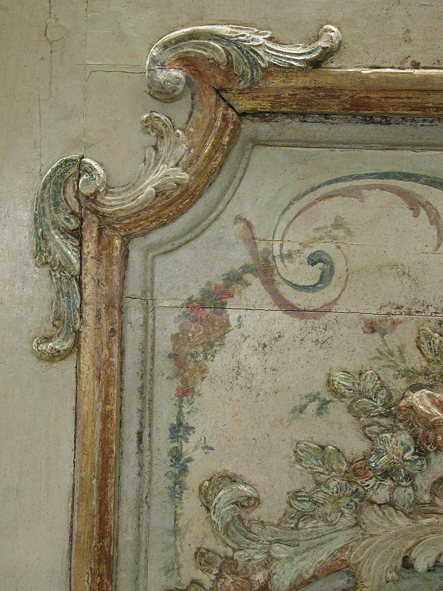 Door panel, Manner of Christophe Hüet (French, Pontoise 1700–1759 Paris), Oak, painted and gilded, French