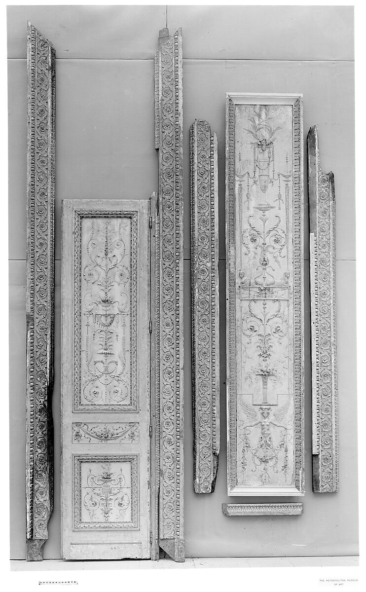 Door from the Grand Salon in Hôtel de Belle Isle, Paris, Oak, painted white and gilded, French
