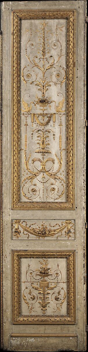 Door from the Grand Salon in Hôtel de Belle Isle, Paris, Oak, painted white and gilded, French 