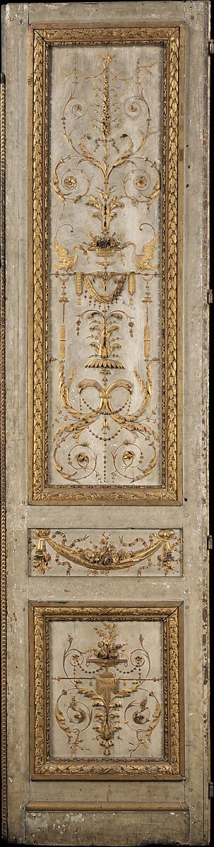 Door from the Grand Salon in Hôtel de Belle Isle, Paris, Oak, painted white and gilded, French