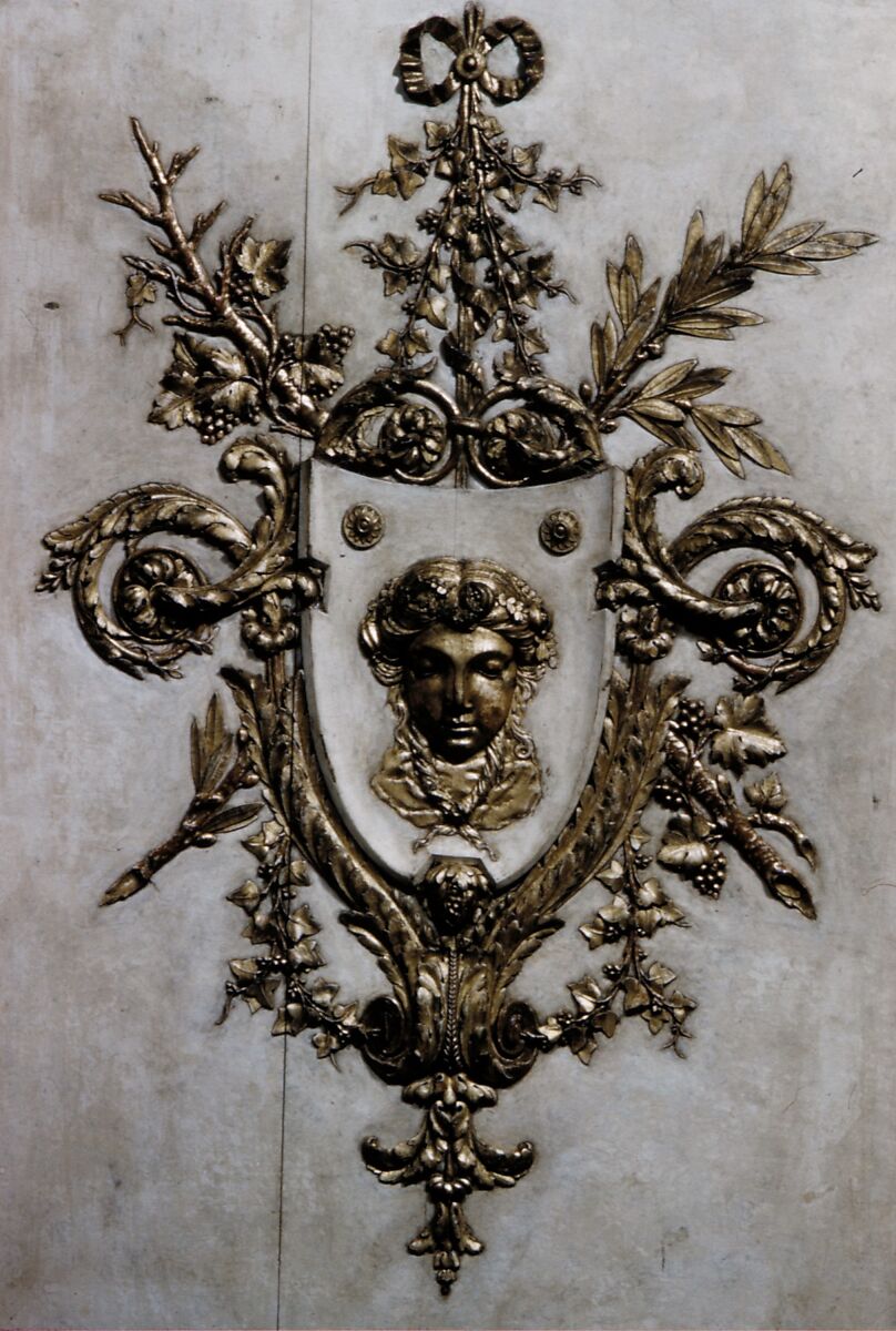Door from the cabinet intérieur of Étienne-François, duc de Choiseul (1719-1785), at his château of Chanteloup, Wood, carved, painted white and gilded, French
