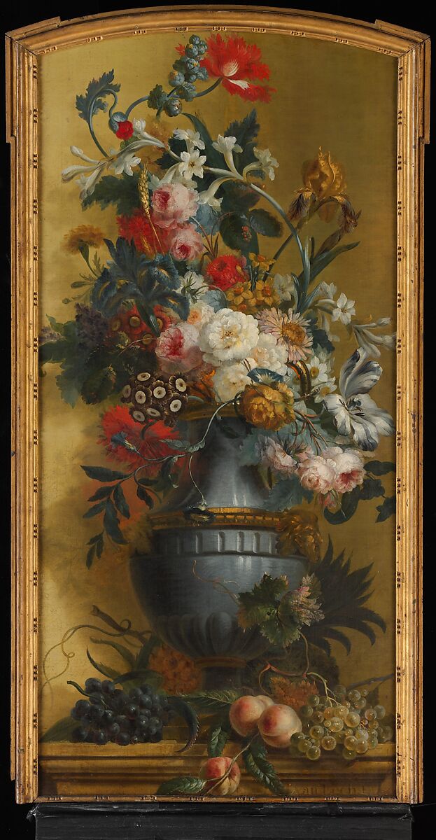 Flowers in a Blue Vase, Willem van Leen (Dutch, Dordrecht 1753–1825 Delfshaven), Oil on canvas, Dutch