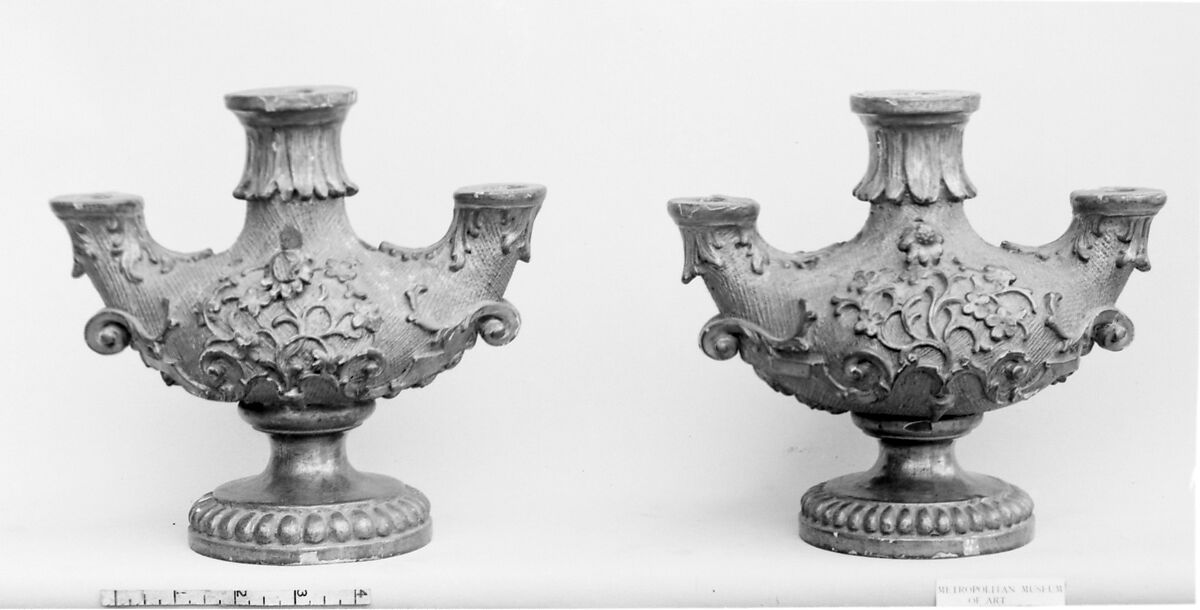 Pair of vases, Carved and gilded wood, French 