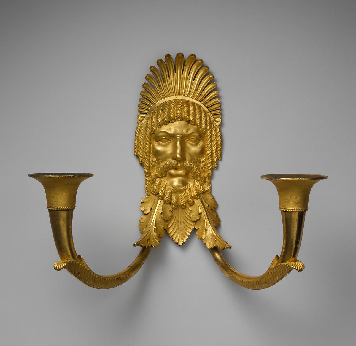 Two-light wall bracket, Attributed to Antoine-André Ravrio (1759–1814), Gilt bronze, French, Paris 