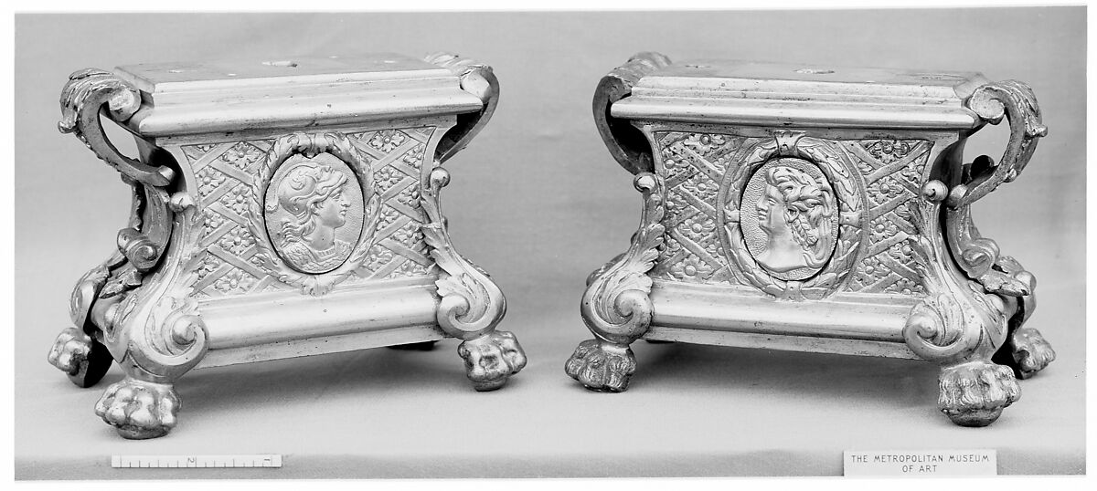 Pair of pedestals, Gilt bronze, French 