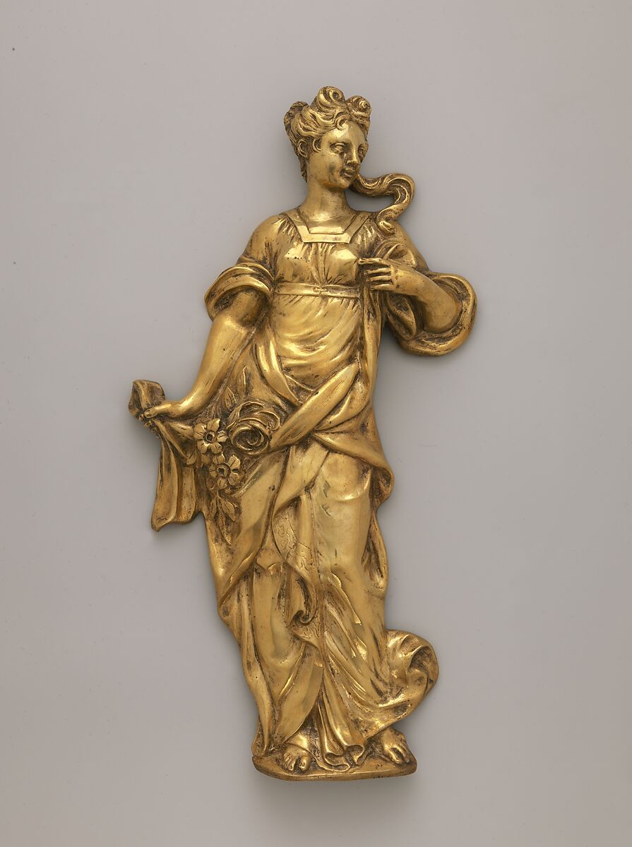 Panel ornament (part of a set), Gilt bronze, French 