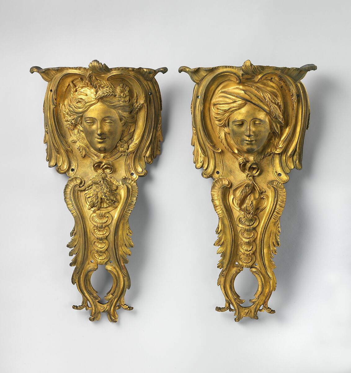 Set of four mounts, Gilt bronze, French 