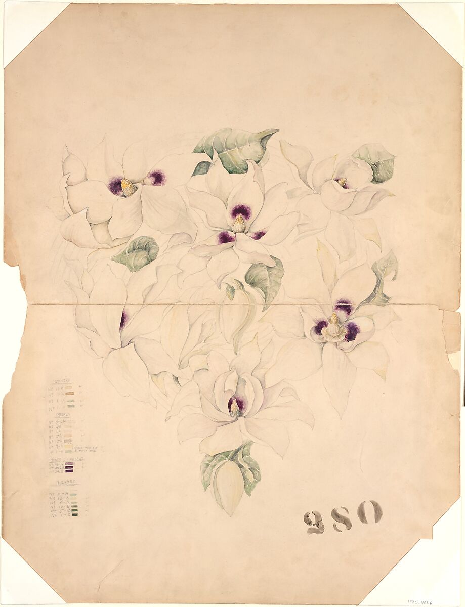 Design Drawing, Tiffany &amp; Co. (1837–present), Opaque and transparent watercolor, and graphite on board, American 