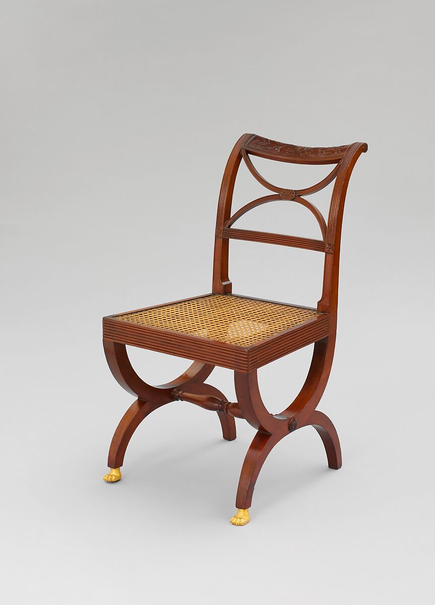 Side Chair, Attributed to Duncan Phyfe (American (born Scotland), near Lock Fannich, Ross-Shire, Scotland 1768/1770–1854 New York), Mahogany, brass, American 