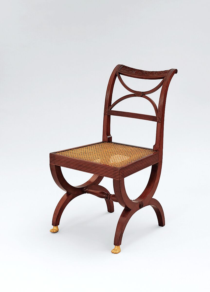Side Chair, Attributed to Duncan Phyfe (American (born Scotland), near Lock Fannich, Ross-Shire, Scotland 1768/1770–1854 New York), Mahogany, brass, American