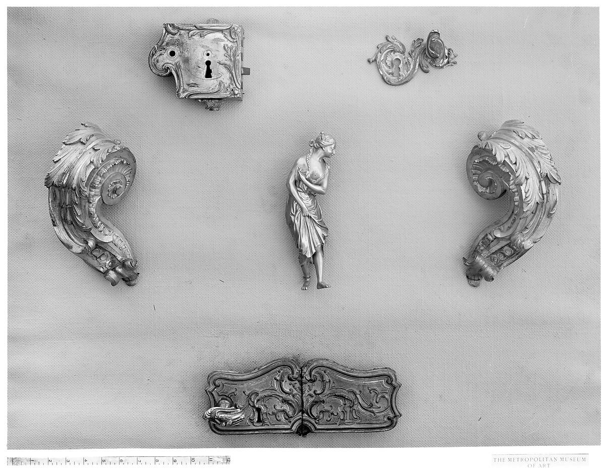 Keyhole escutcehon and doorknob, Gilt bronze, French 