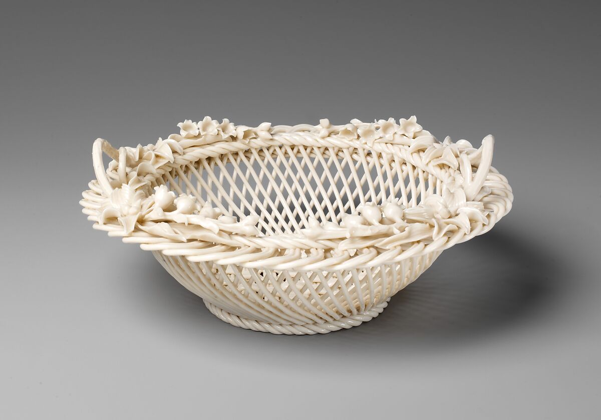 Basket, Manufactured by Willets Manufacturing Company (1879–1908), Porcelain, American 