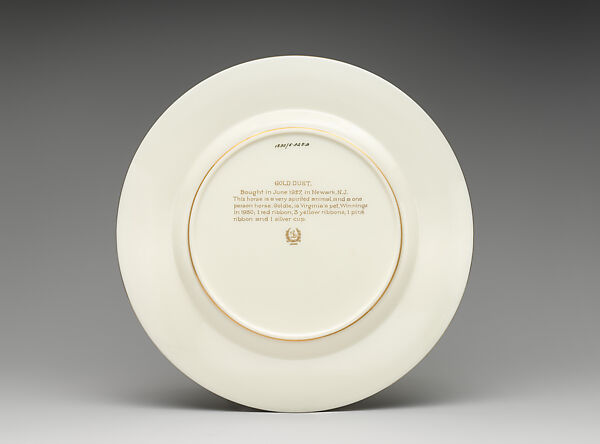 Cabinet Plate, Manufactured by Lenox, Incorporated (American, Trenton, New Jersey, established 1889), Ceramic, porcelain, enamel decoration, and gold, American