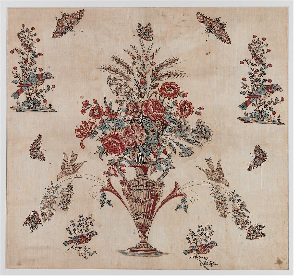 Quilt center, John Hewson (1744–1821), Cotton, printed, American 