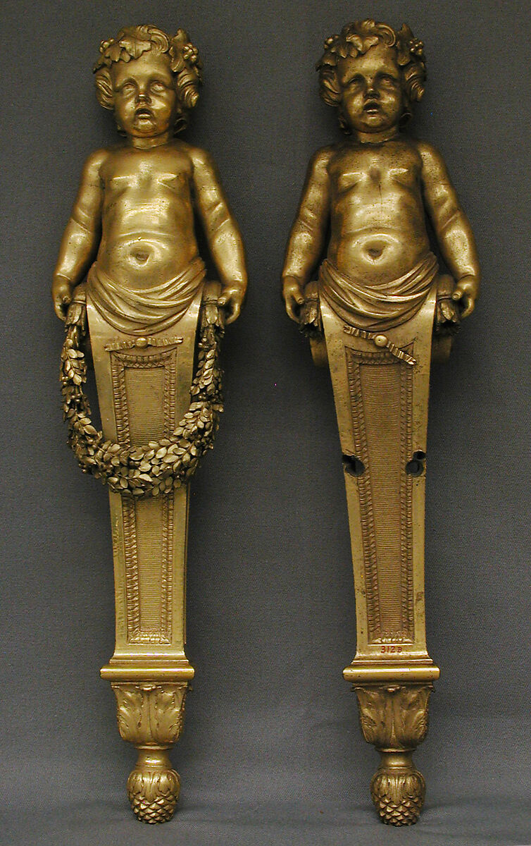 Pair of chutes, Gilt bronze, French