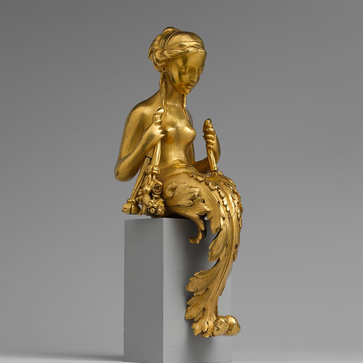 Vase or clock ornament, Gilt bronze, French 