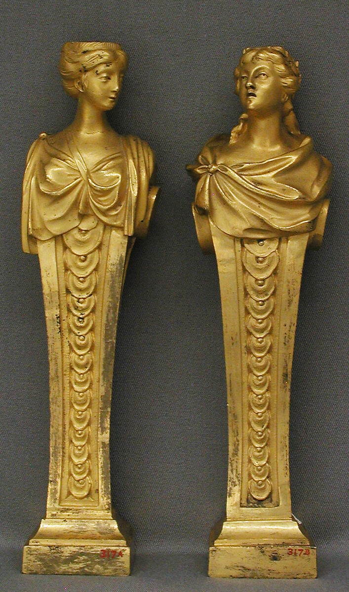 Pair of caryatids, Gilt bronze, French