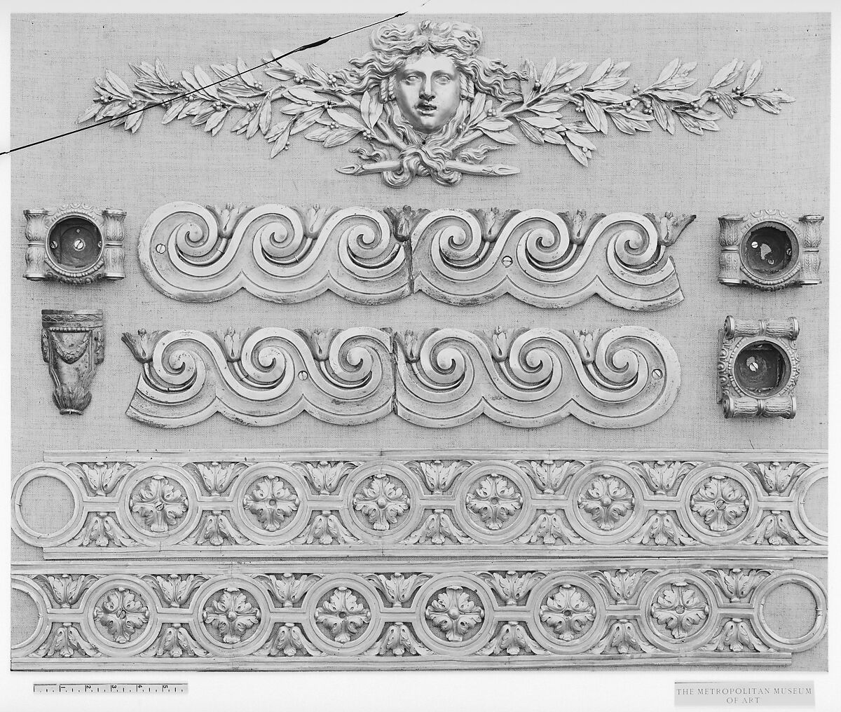 Frieze in four sections, Gilt bronze, French 