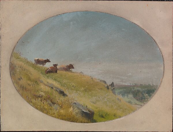Landscape with Cows, Aaron Draper Shattuck (1832–1928), Oil on board, American 