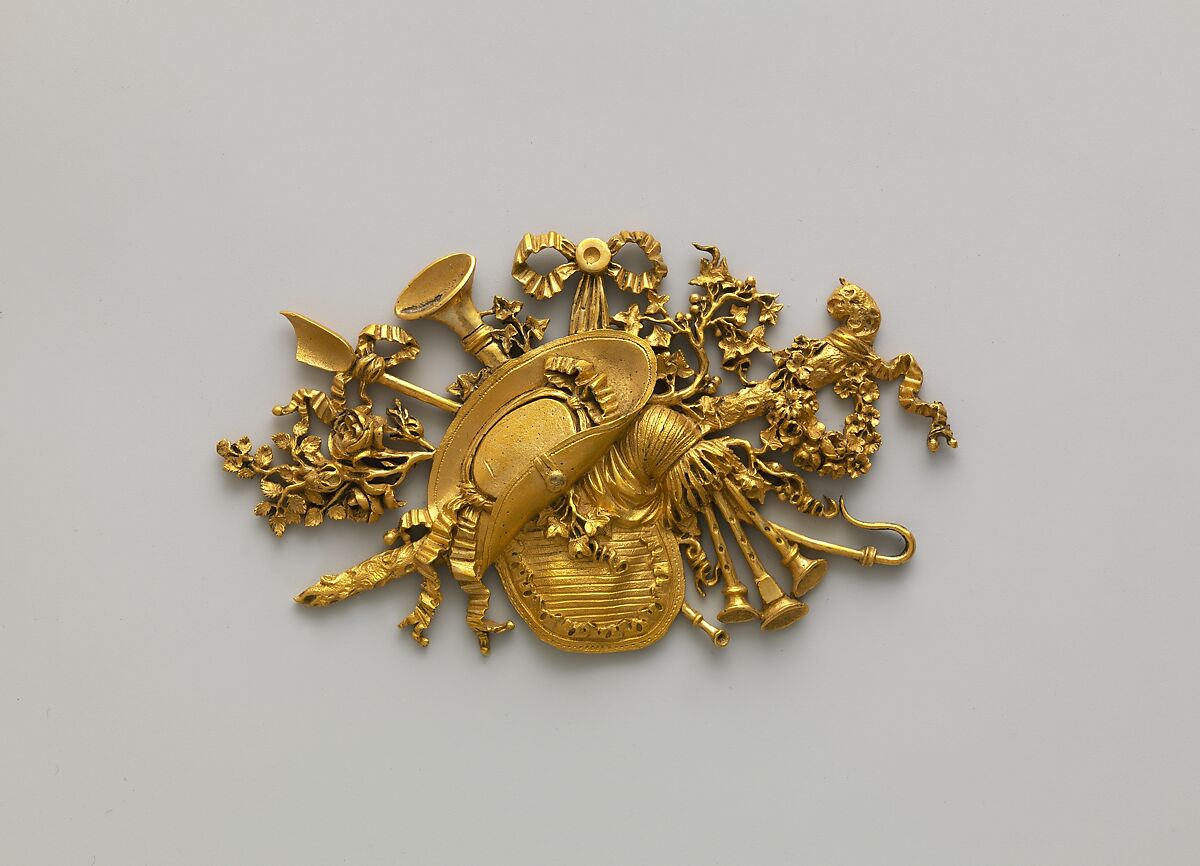 Panel ornament, Gilt bronze, French 