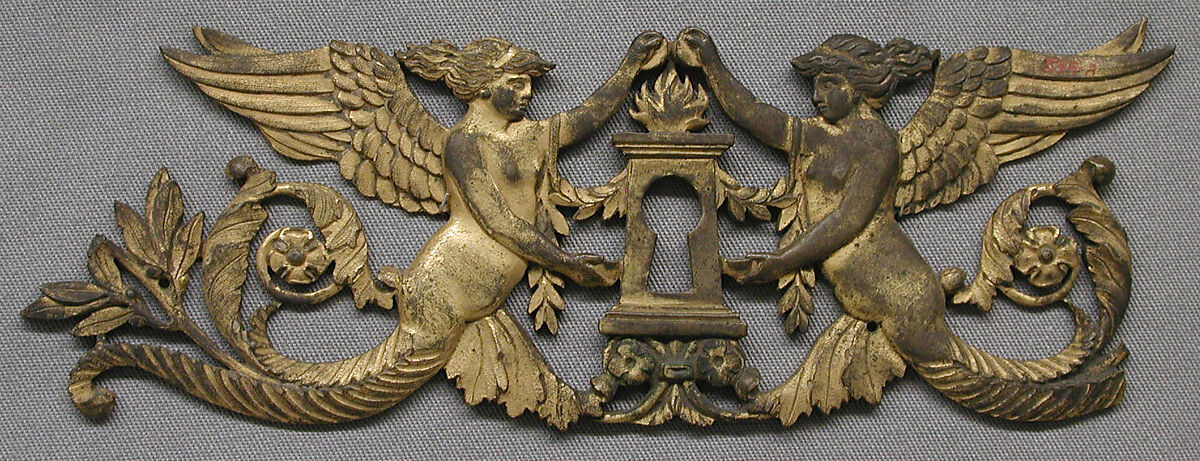 Pair of keyhole escutcheons, Gilt bronze, French