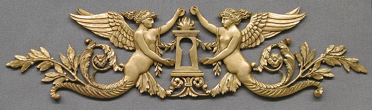 Pair of keyhole escutcheons, Gilt bronze, French 