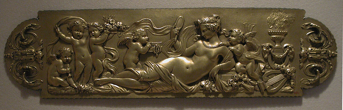 Panel ornament, Gilt bronze, French 