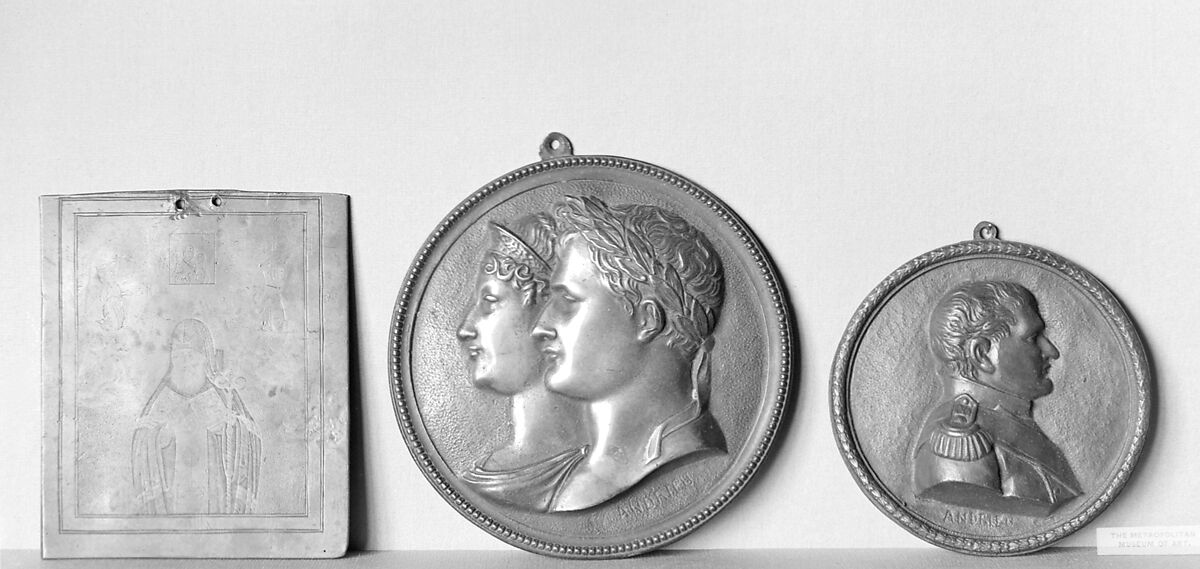 Medallion plaque to celebrate the marriage of Napoleon Bonaparte and the Archduchess Marie-Louise, Medalist: Bertrand Andrieu (French, Bordeaux 1761–1822 Paris), Bronze, cast, French, Paris 