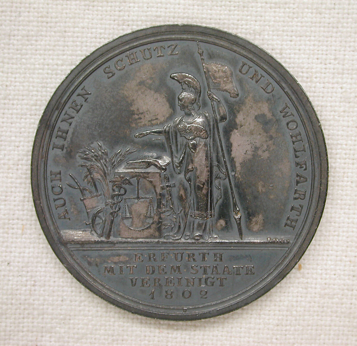 The Annexation of Erfurth to Prussia, 1803, Medalist: probably Daniel Friedrich Loos (German, Altenburg 1735–1819 Berlin), Silver, struck, German
