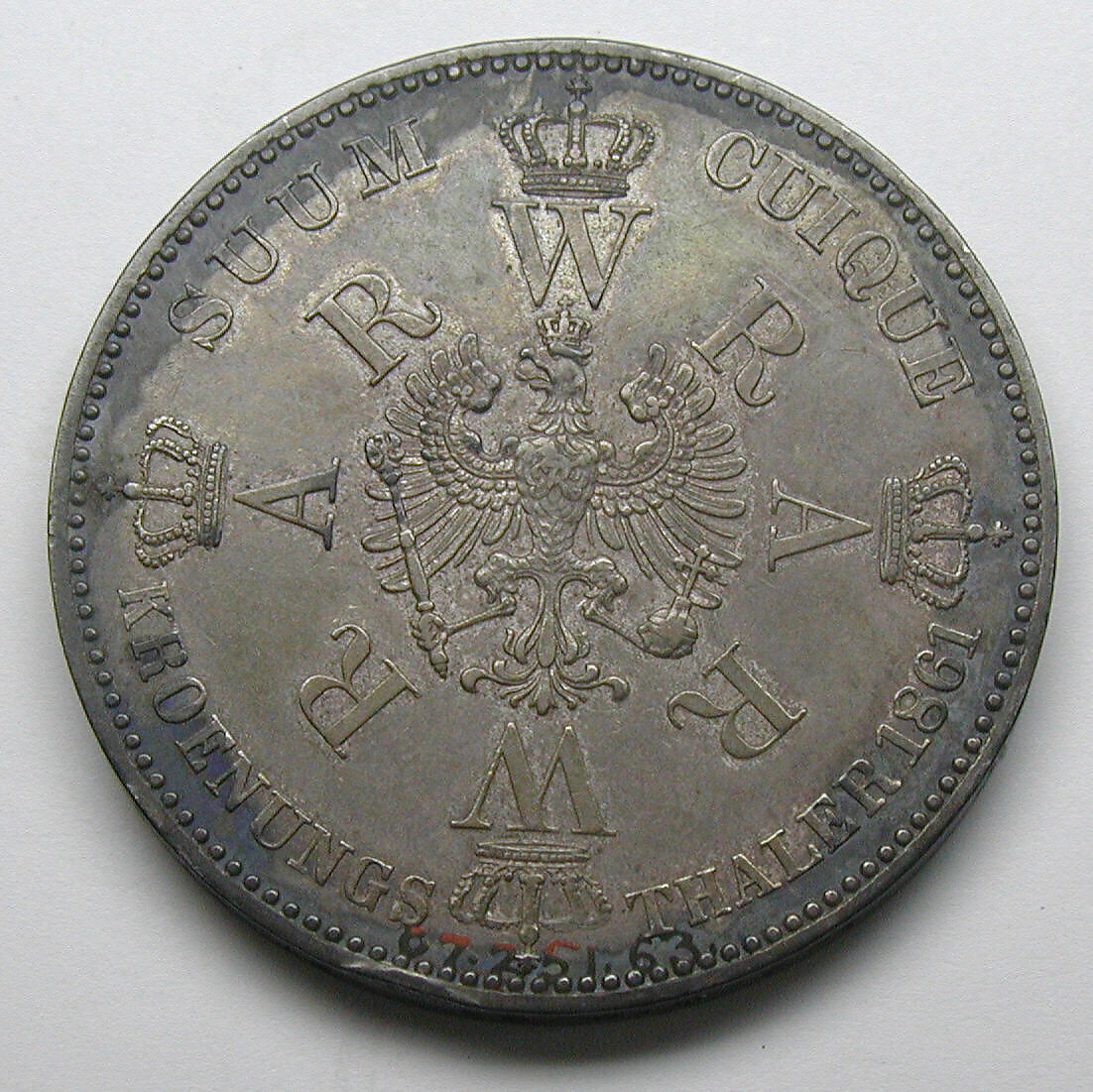 Coronation thaler of King William I and Queen Augusta of Prussia, Silver, German