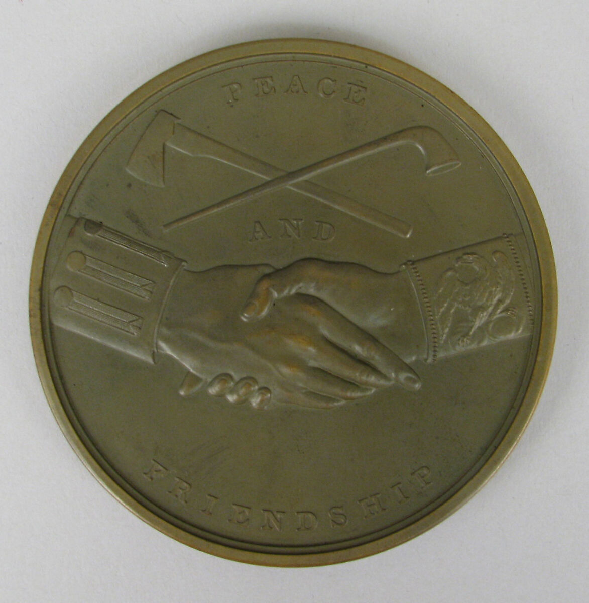 Inauguration Medal of Thomas Jefferson, Third President of the United States, 1801, Johann Mathias Reich (American (born Germany), Fürth, Bavaria 1768–1833 Albany, New York), Bronze, struck (probably a restrike), American