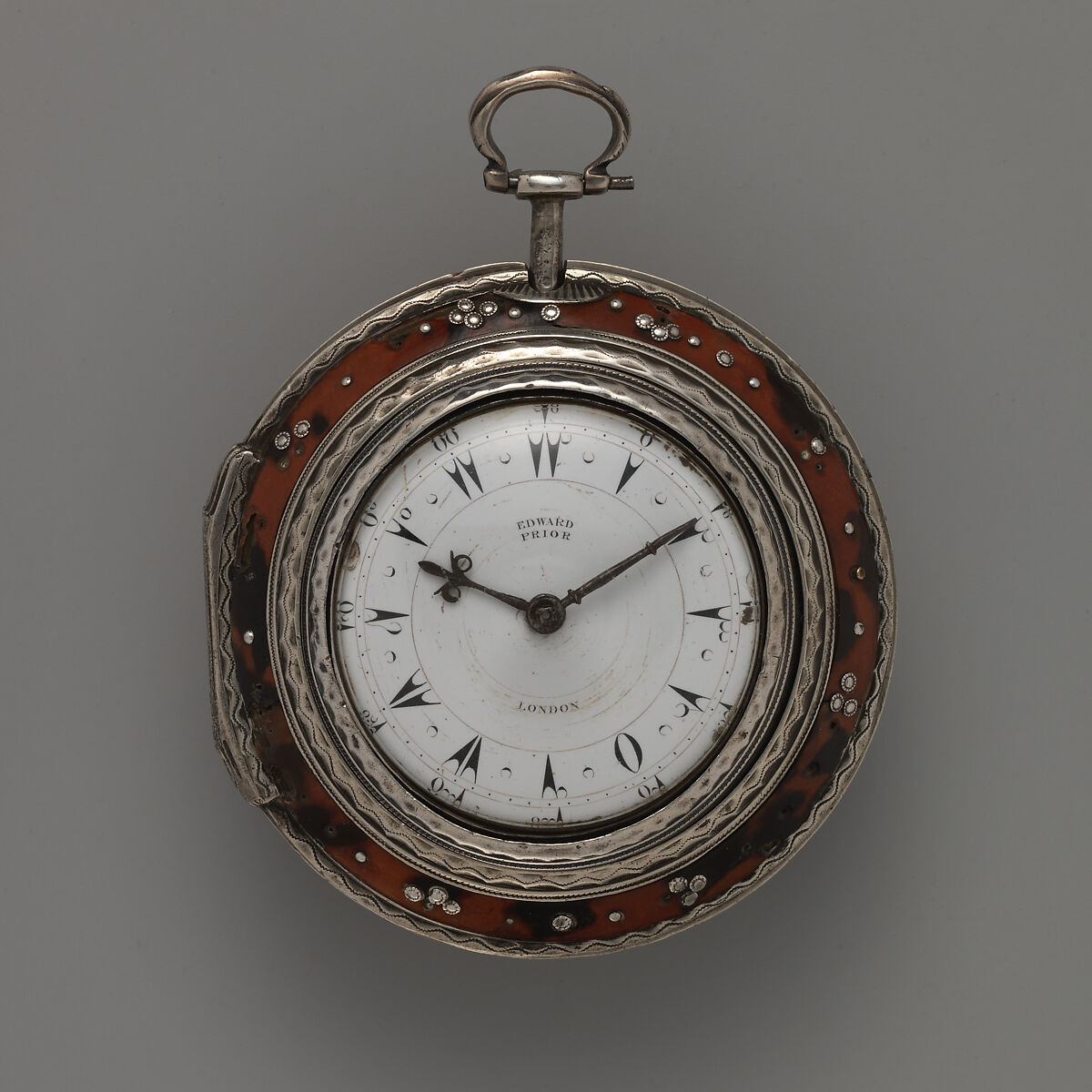 Watch, Watchmaker: Edward Prior (British, active 1800–68), Silver, tortoiseshell, coral, enamel, British, London