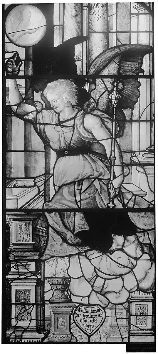 The Angel Gabriel (one of a pair), Colored, stained, and enameled glass, French, Paris