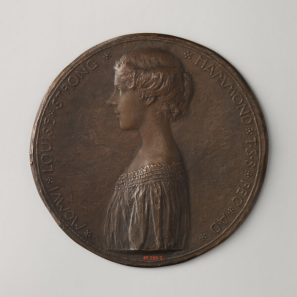 Portrait of Louise Strong Hammond, Medalist: Theodore Spicer-Simson (British, Le Havre 1871–1959 Miami, Florida), Bronze, cast, British 