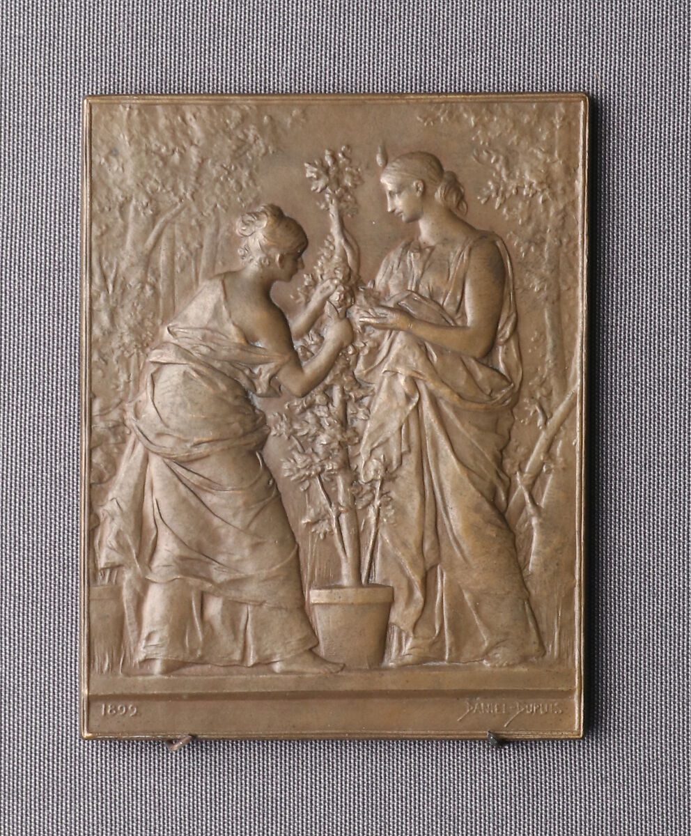 Horticulture, Medalist: Daniel Jean-Baptiste Dupuis (French, 1849–1899), Bronze, struck, rectangle, French