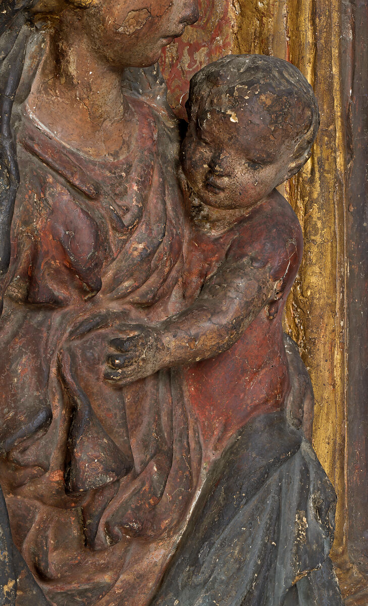 Madonna and Child, Style of Master of the Pellegrini Chapel, Terracotta, polychromed and gilded, Italian, Tuscany
