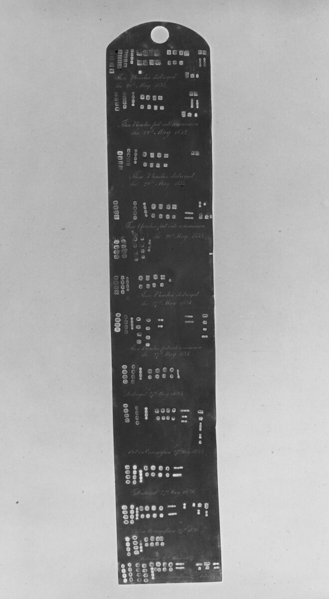 Five plates of punches, Copper, silver-plated, British, after Irish original