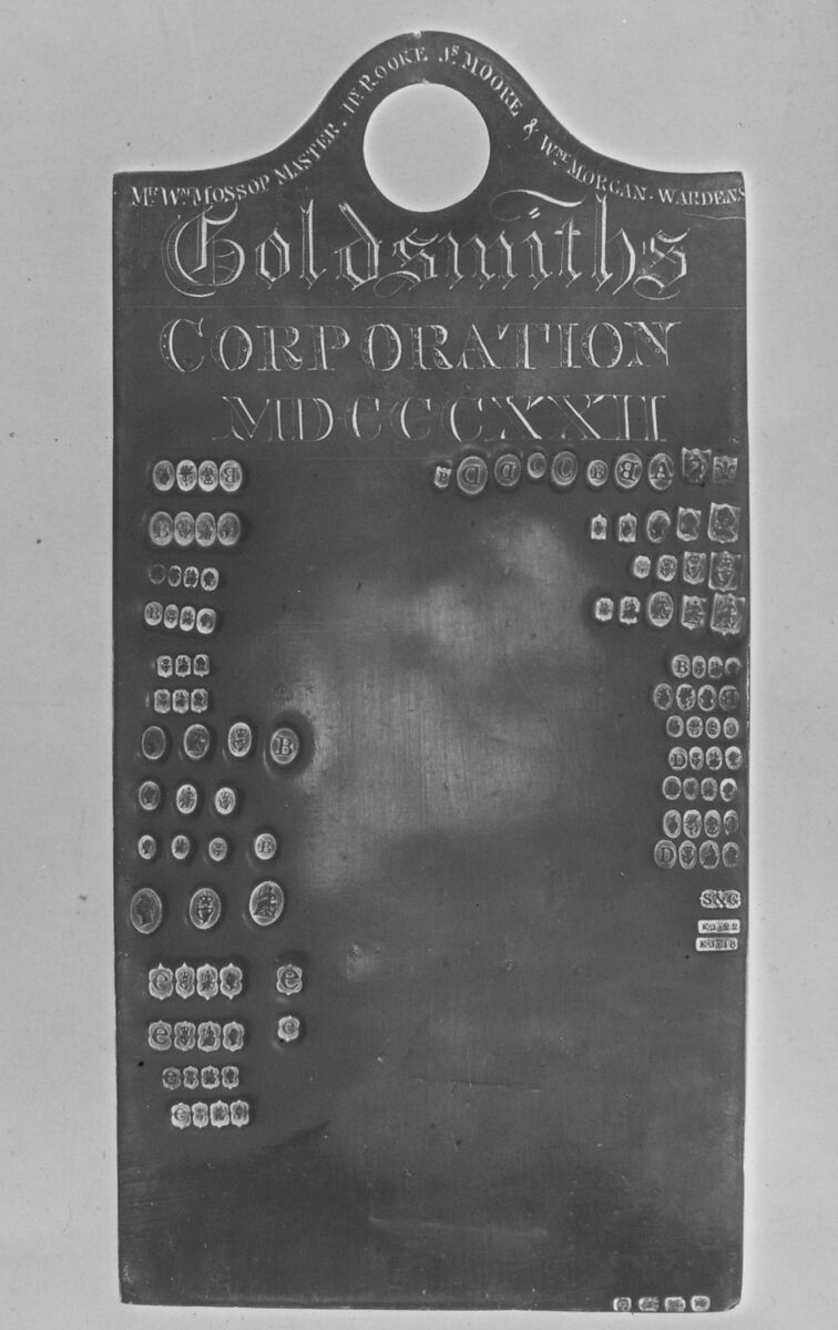 Five plates of punches, Copper, silver-plated, British, after Irish original