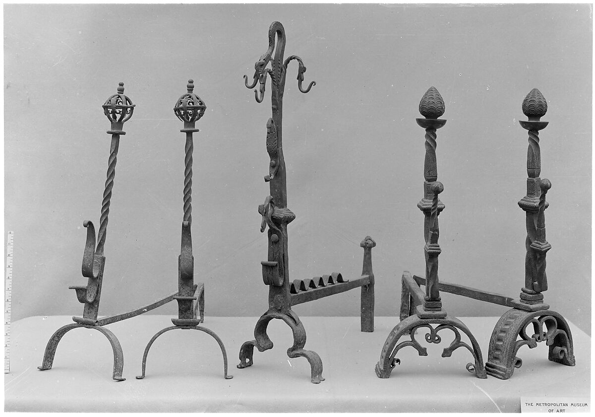 Pair of andirons, Iron, Italian