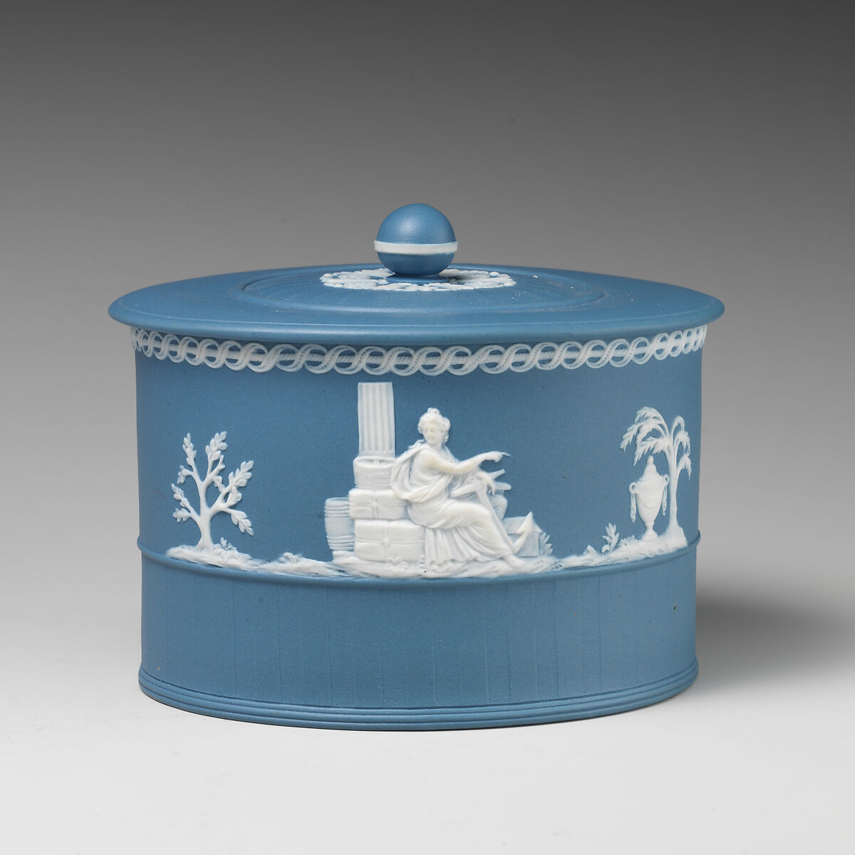 Sugar bowl, William Adams (1745–1805, active 1780–1804), Jasperware, British, Tunstall, Staffordshire 