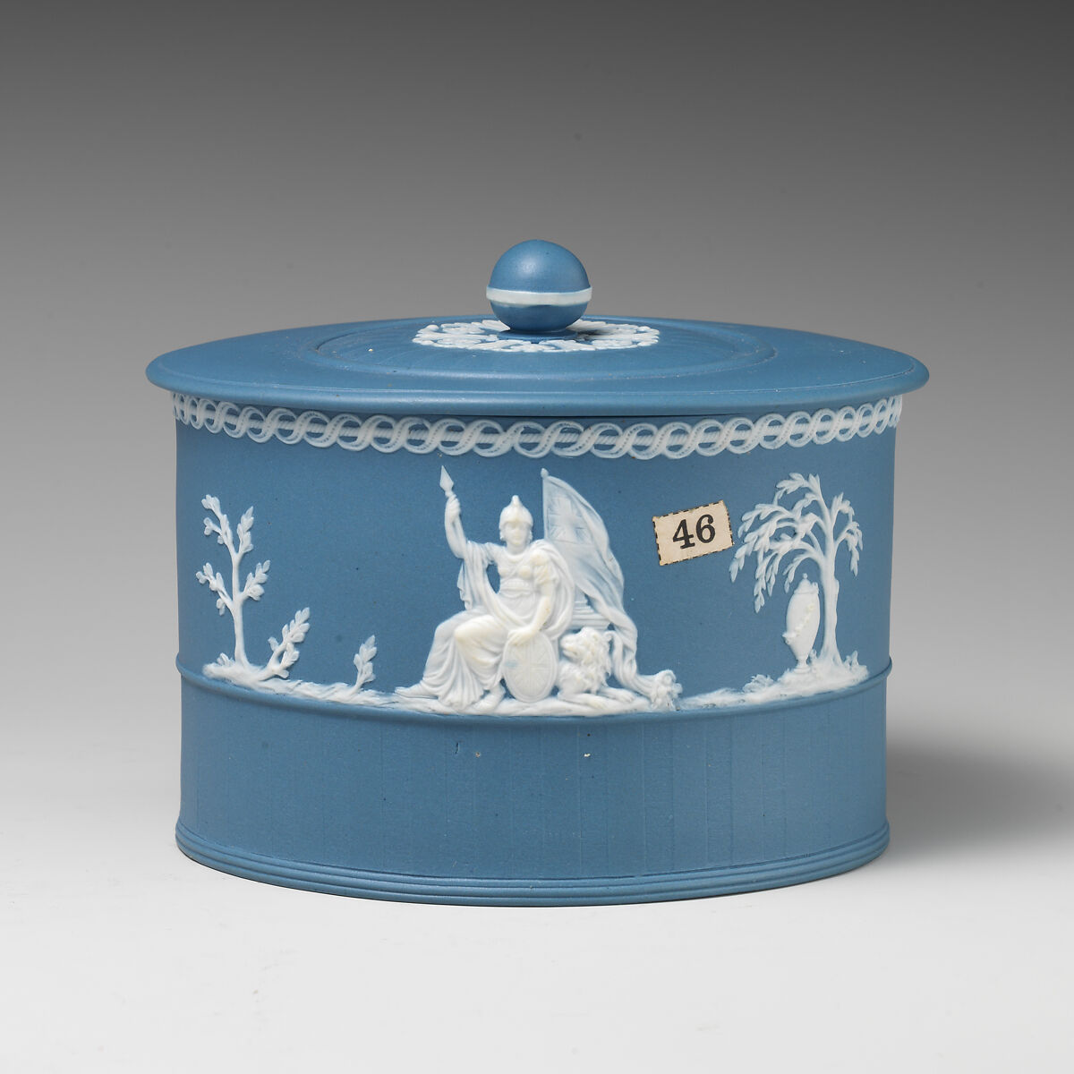 Sugar bowl, William Adams (1745–1805, active 1780–1804), Jasperware, British, Tunstall, Staffordshire