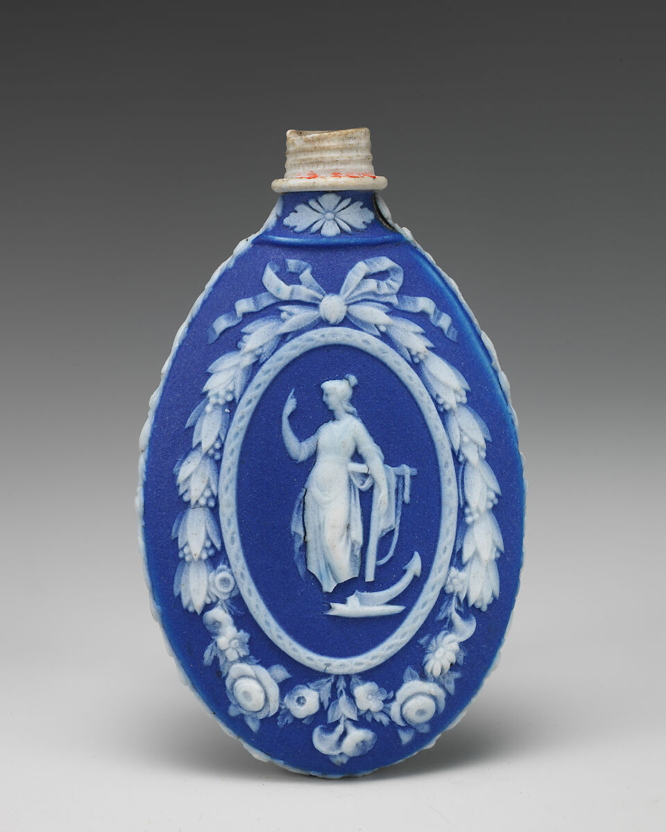 Scent bottle, Josiah Wedgwood (British, Burslem, Stoke-on-Trent 1730–1795 Burslem, Stoke-on-Trent), Jasperware, British, Etruria, Staffordshire 