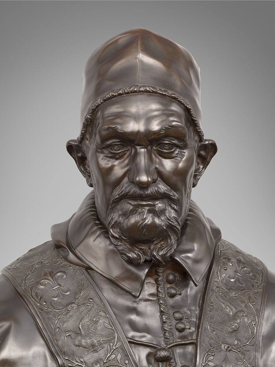 Pope Innocent X, After a composition by Alessandro Algardi (Italian, Bologna 1598–1654 Rome), Bronze, on a later plinth, Italian, Rome