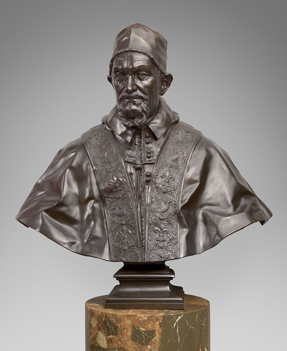 Pope Innocent X, After a composition by Alessandro Algardi (Italian, Bologna 1598–1654 Rome), Bronze, on a later plinth, Italian, Rome 